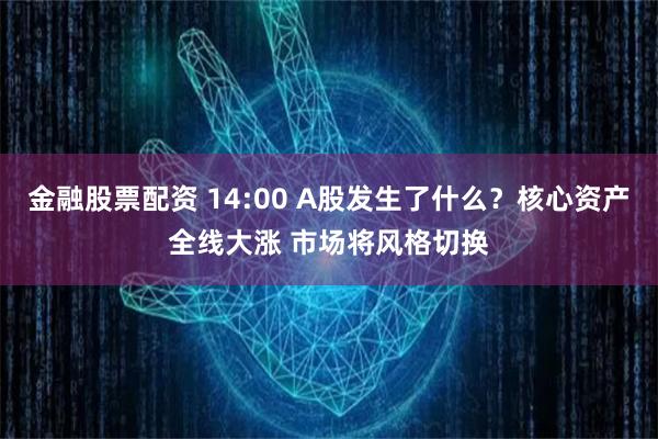 金融股票配资 14:00 A股发生了什么？核心资产全线大涨 市场将风格切换