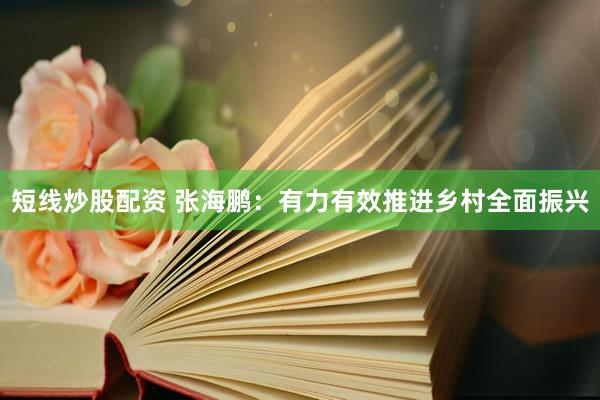 短线炒股配资 张海鹏：有力有效推进乡村全面振兴
