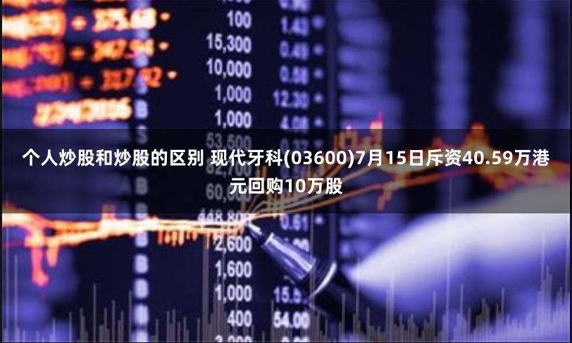 个人炒股和炒股的区别 现代牙科(03600)7月15日斥资40.59万港元回购10万股